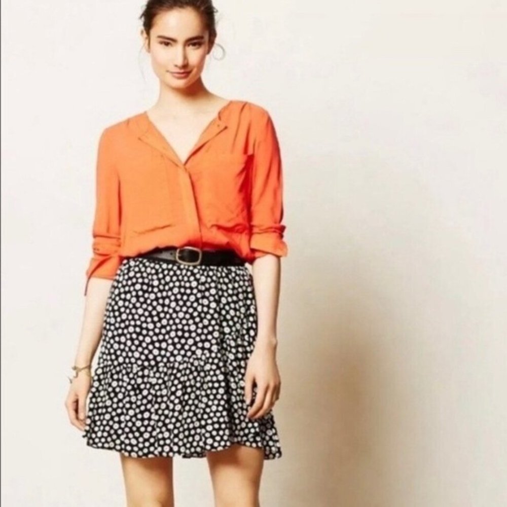 Anthropologie Maeve Paulista Button Skirt – Black & White Print